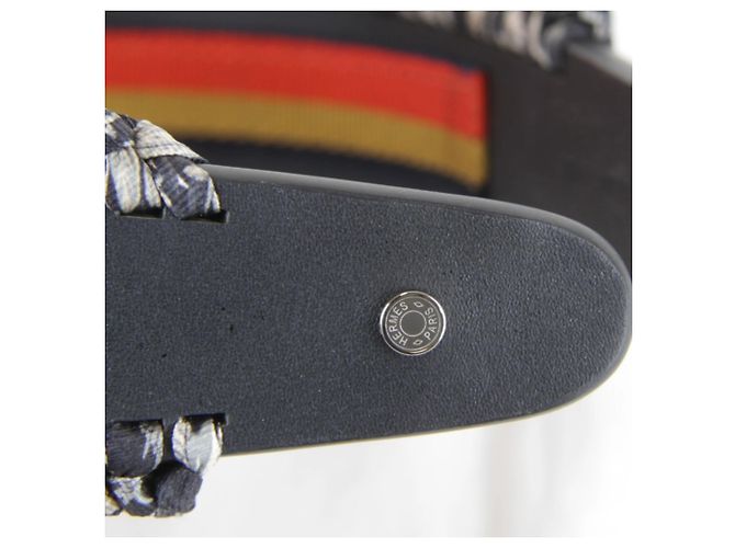 Hermès HERMES Fascia per Capelli in Pelle Intrecciata Elsa Bloom Nero - vista 6