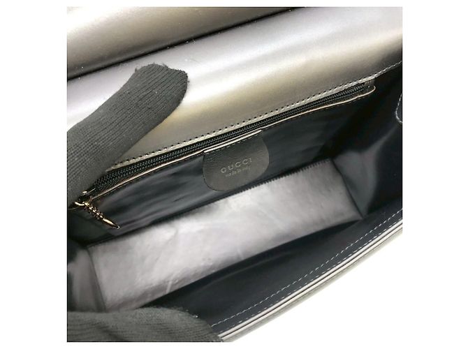 Borsa a spalla in pelle grigia Gucci Marrone - vista 10