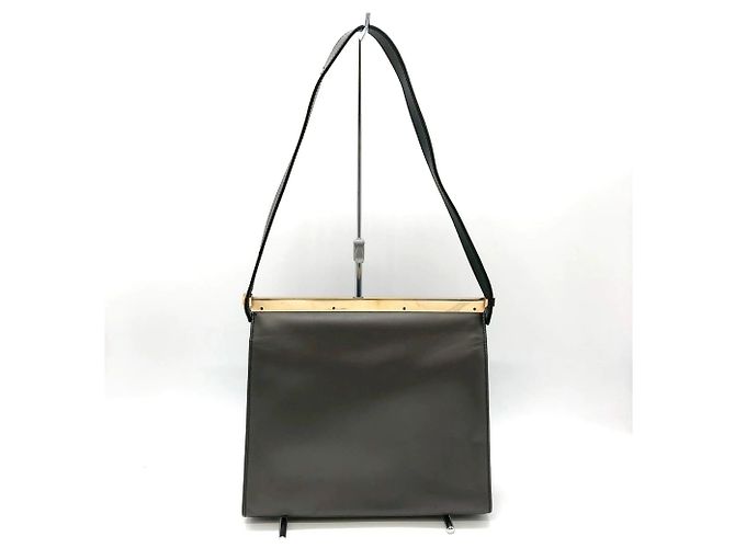 Borsa a spalla in pelle grigia Gucci Marrone - vista 2