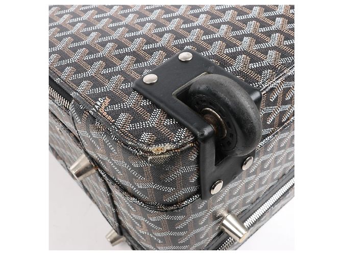 Bolsa de viagem Goyard Trolle PM em PVC e couro marrom - vista 14