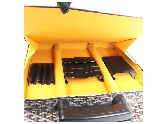 Bolsa de viagem Goyard Trolle PM em PVC e couro marrom - vista 18
