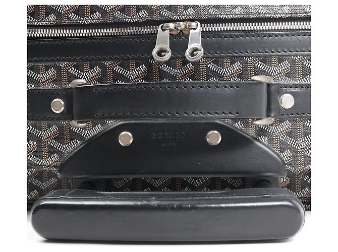 Bolsa de viagem Goyard Trolle PM em PVC e couro marrom - vista 7