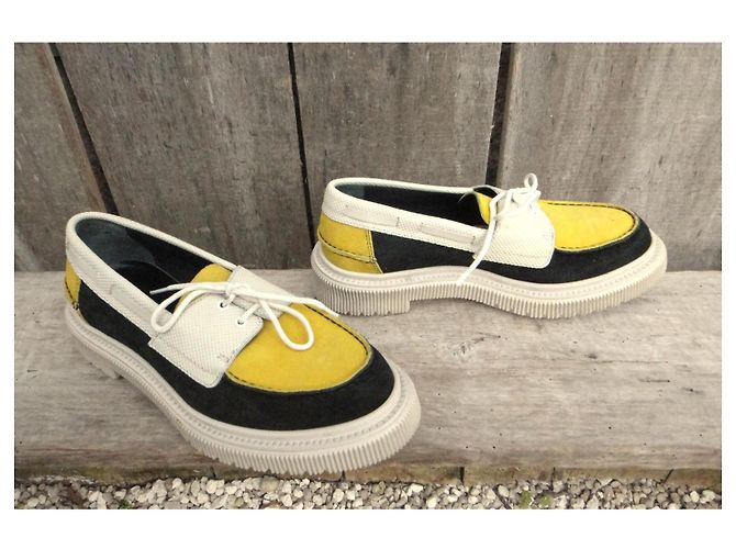 Mocassini Adieu Paris Type 174 in pelle nera Nero Bianco Giallo - vista 2
