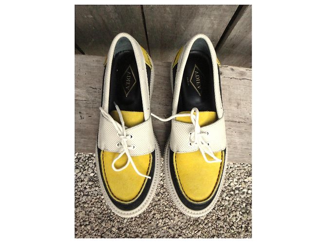 Mocassini Adieu Paris Type 174 in pelle nera Nero Bianco Giallo - vista 4