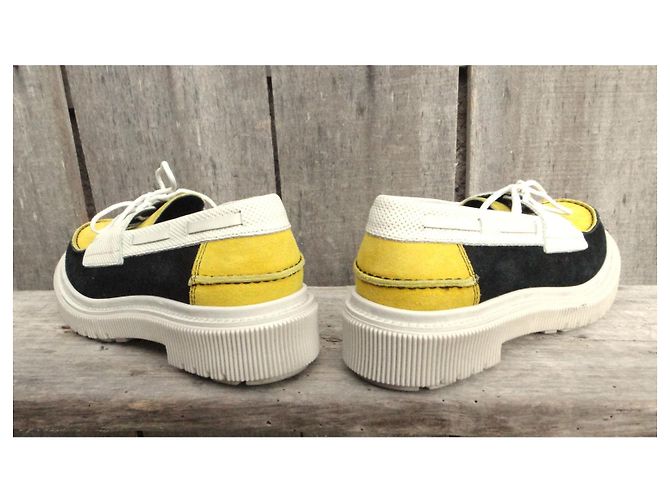 Mocassini Adieu Paris Type 174 in pelle nera Nero Bianco Giallo - vista 5
