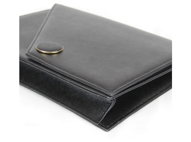 Clutch in pelle nera Saint Laurent Nero - vista 3