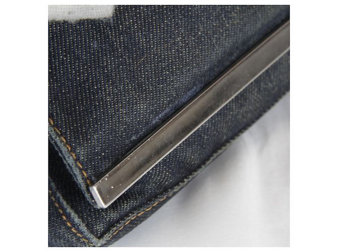 Borsa a spalla mini Fendi in denim Blu navy - vista 12