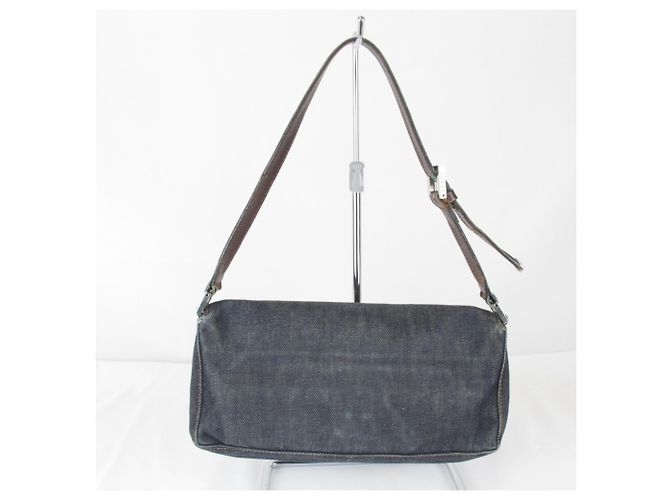 Borsa a spalla mini Fendi in denim Blu navy - vista 2