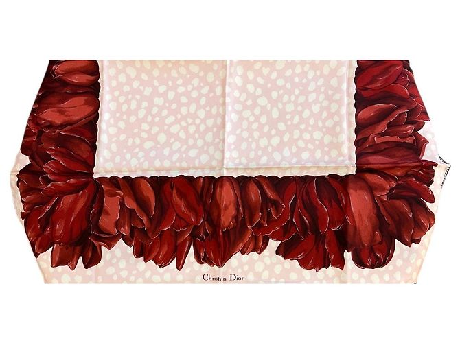 Bufanda de seda rosa y roja Dior - vista 2