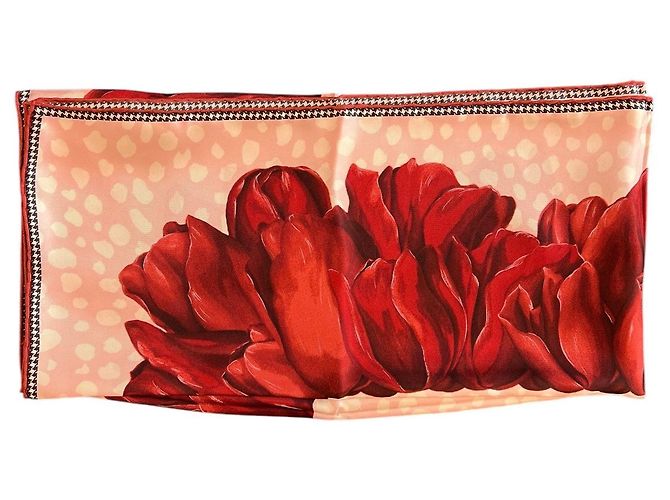 Bufanda de seda rosa y roja Dior - vista 5