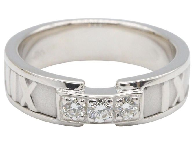 Tiffany & Co. Atlas Diamantring aus 18K Weißgold Silber - Ansicht 2
