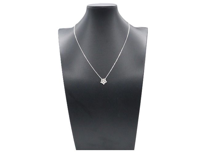 Van Cleef & Arpels Mini Lotus Diamant Halskette Silber - Ansicht 6