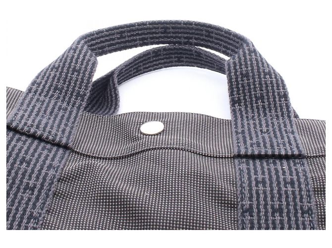 Hermès Herline MM Tote Bag aus grauem Nylon Braun - Ansicht 5