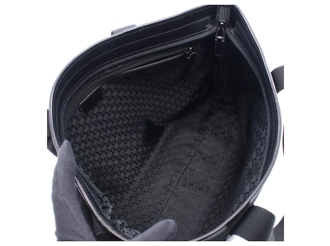 Borsa tote in tela e pelle nera Gucci Nero - vista 3