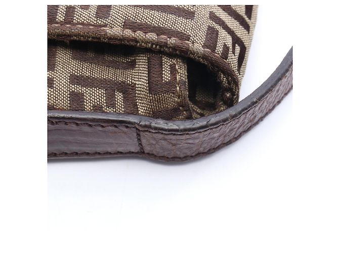 Borsa a Spalla Fendi Zucchino Marrone Beige - vista 10