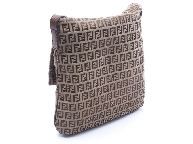 Borsa a Spalla Fendi Zucchino Marrone Beige - vista 2