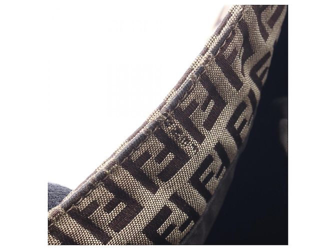 Borsa a Spalla Fendi Zucchino Marrone Beige - vista 5