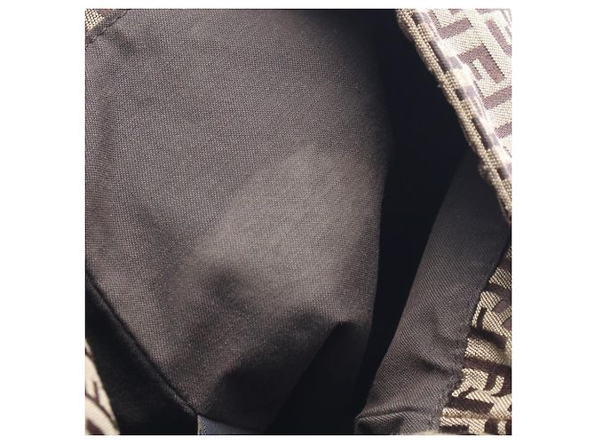 Borsa a Spalla Fendi Zucchino Marrone Beige - vista 6