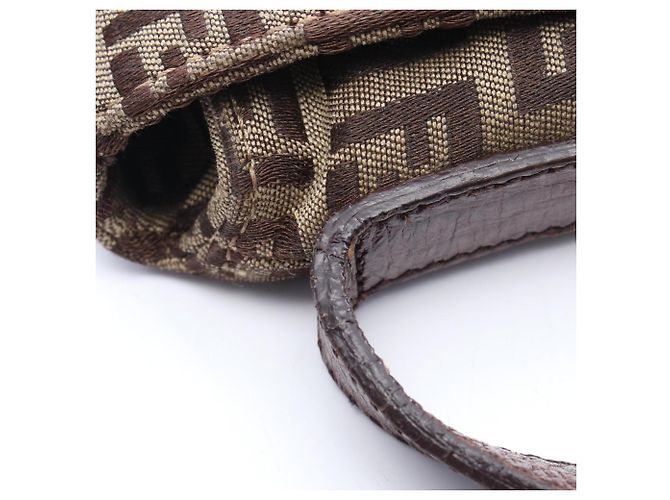 Borsa a Spalla Fendi Zucchino Marrone Beige - vista 8