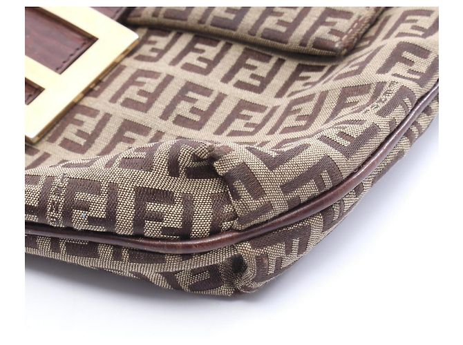 Borsa a Spalla Fendi Zucchino Marrone Beige - vista 9