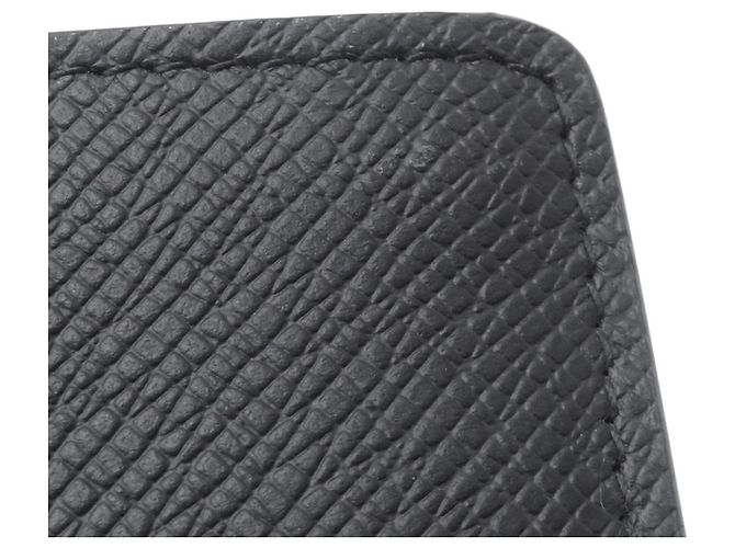 Brazza Louis Vuitton Taiga V-Shape Long Wallet Black Blue - view 12