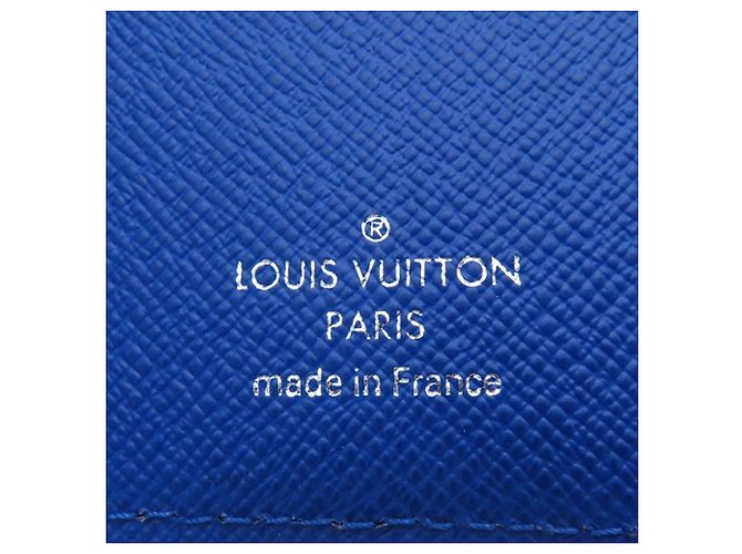 Brazza Louis Vuitton Taiga V-Shape Long Wallet Black Blue - view 14