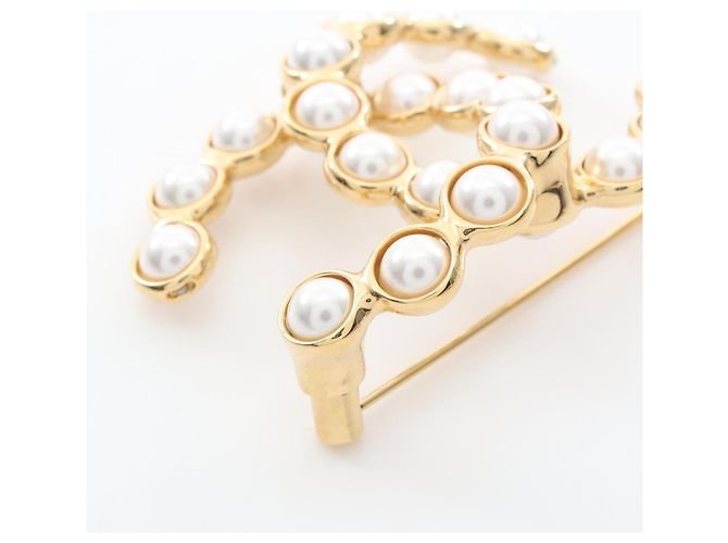 Spilla placcata in oro Chanel Coco Mark Bianco D'oro - vista 4