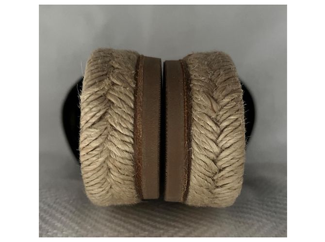 Chanel Espadrilles aus schwarzem Leder mit Perlen CC - Ansicht 5