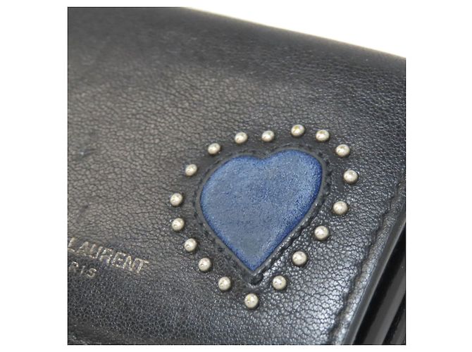 Portafoglio bi-fold Yves Saint Laurent Heart Nero Blu - vista 14