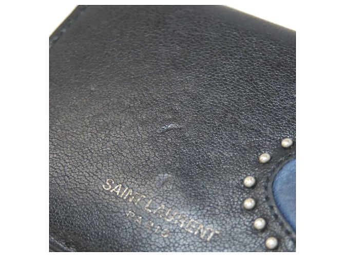 Portafoglio bi-fold Yves Saint Laurent Heart Nero Blu - vista 15