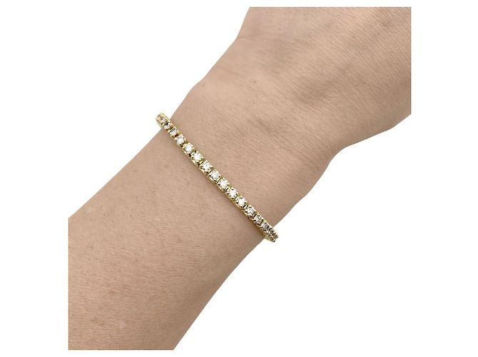 Autre Marque Bracciale a linea in oro giallo e diamanti. - vista 6