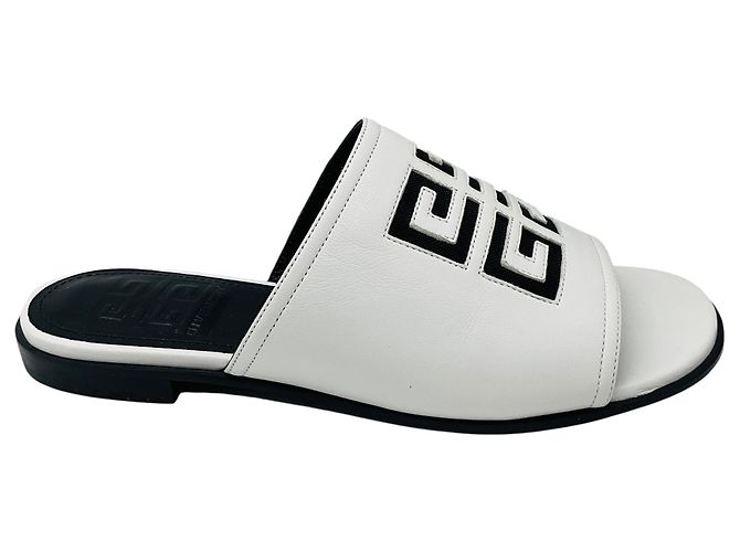 Mule piatte in pelle con logo 4G bianco di Givenchy - vista 2