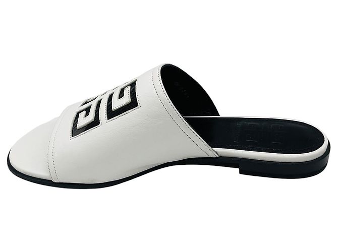 Mule piatte in pelle con logo 4G bianco di Givenchy - vista 3