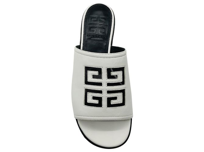 Mule piatte in pelle con logo 4G bianco di Givenchy - vista 4
