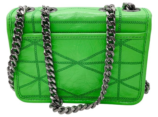 Borsa a tracolla Travia in pelle verde chiaro MCM - vista 3