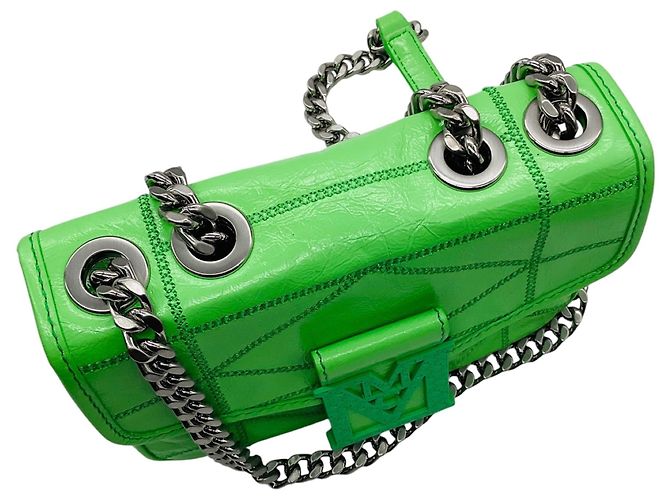Borsa a tracolla Travia in pelle verde chiaro MCM - vista 5