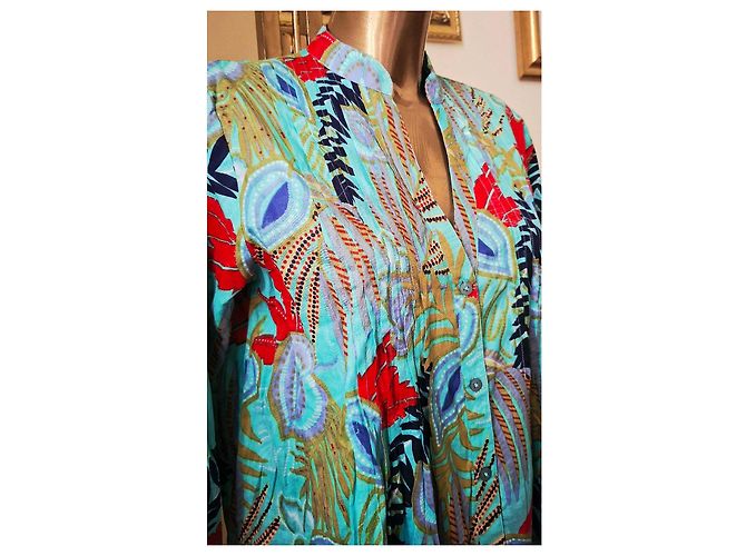 Autre Marque Camicia lunga KARAMELL con stampa floreale Rosso Blu Multicolore Verde Blu chiaro - vista 10