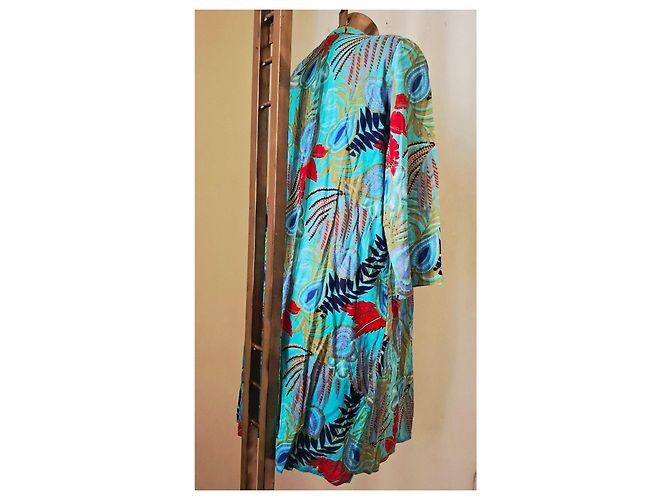 Autre Marque Camicia lunga KARAMELL con stampa floreale Rosso Blu Multicolore Verde Blu chiaro - vista 14