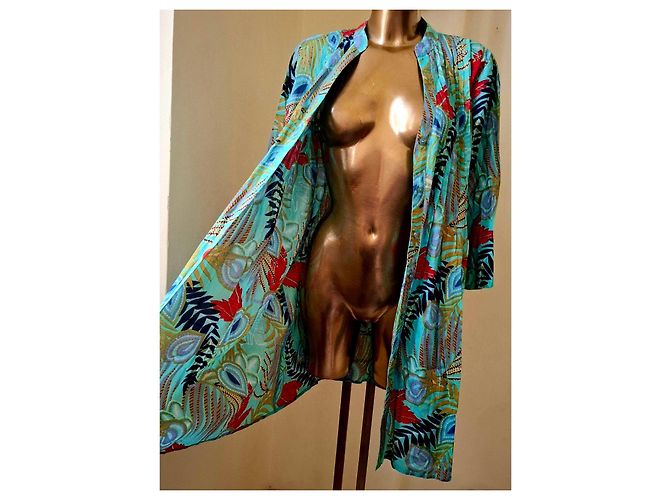 Autre Marque Camicia lunga KARAMELL con stampa floreale Rosso Blu Multicolore Verde Blu chiaro - vista 16