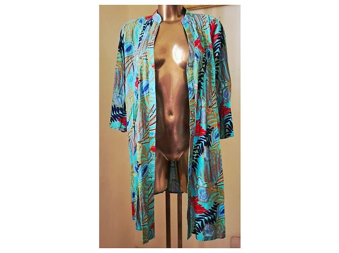 Autre Marque Camicia lunga KARAMELL con stampa floreale Rosso Blu Multicolore Verde Blu chiaro - vista 5