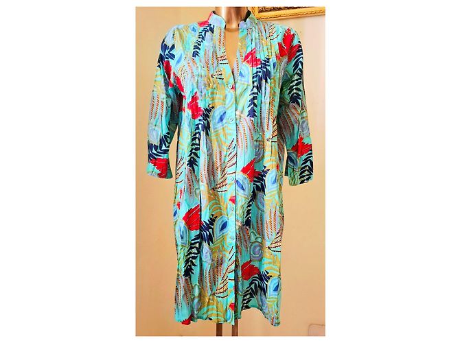 Autre Marque Camicia lunga KARAMELL con stampa floreale Rosso Blu Multicolore Verde Blu chiaro - vista 6