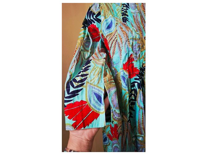 Autre Marque Camicia lunga KARAMELL con stampa floreale Rosso Blu Multicolore Verde Blu chiaro - vista 9