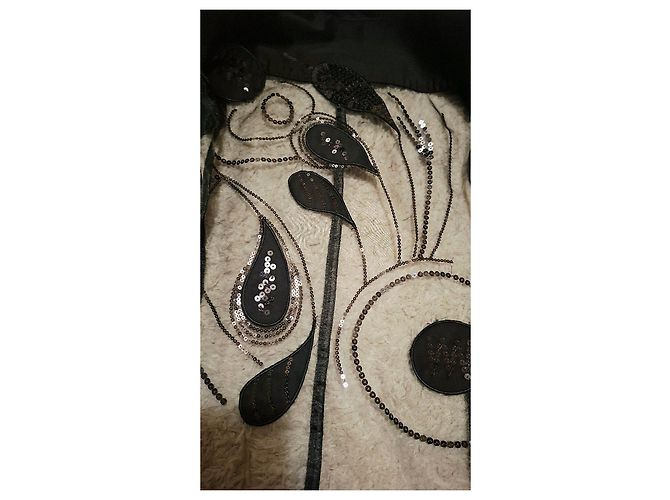 Autre Marque Giacca Nera con Decorazioni Floreali e Paillettes Nero - vista 14