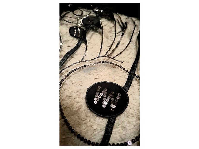 Autre Marque Giacca Nera con Decorazioni Floreali e Paillettes Nero - vista 15