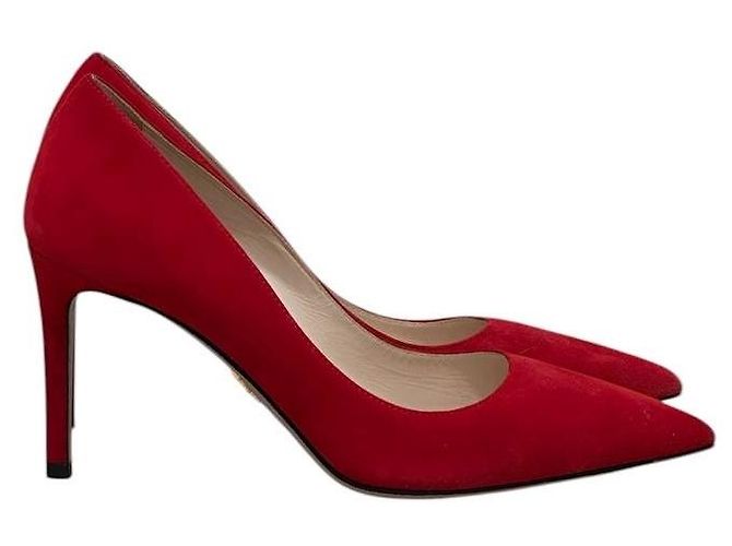 NWOB Prada Rote Wildleder Pumps mit Spitzem Zeh Größe 37,5 Gebraucht - Ansicht 4