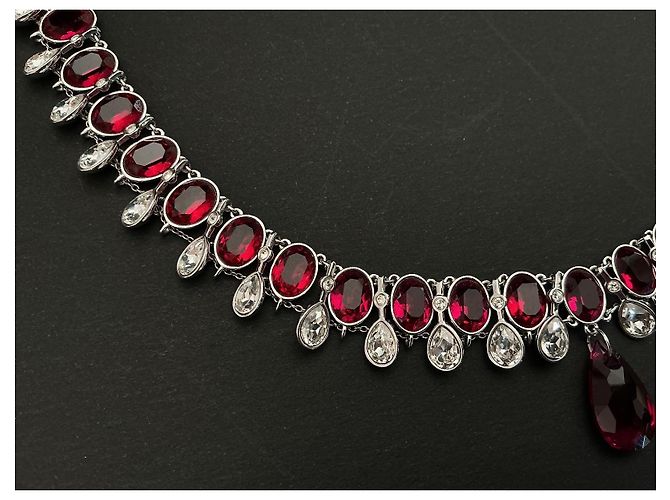 Collar Swarovski CRY/RUBY cristales rubí y blancos Plata - vista 10