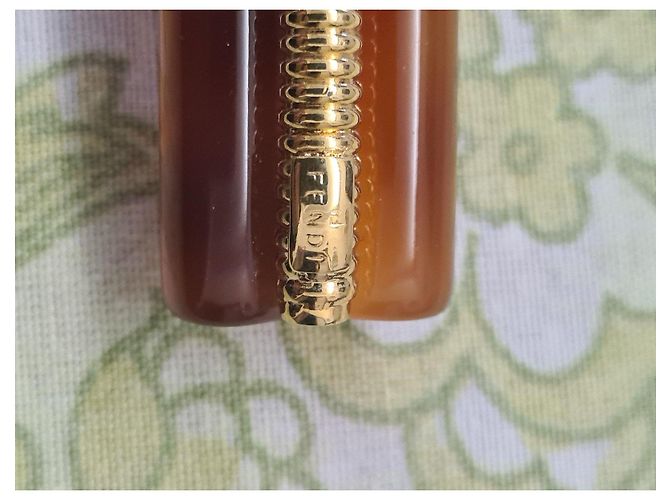 Fendi Fermaglio per Capelli in Tartaruga e Oro Marrone - vista 2