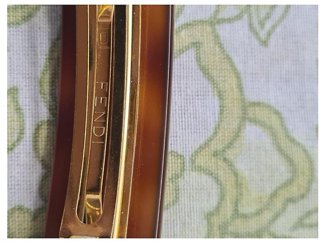 Fendi Fermaglio per Capelli in Tartaruga e Oro Marrone - vista 3
