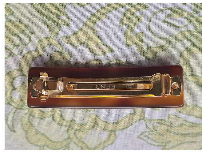 Fendi Fermaglio per Capelli in Tartaruga e Oro Marrone - vista 4