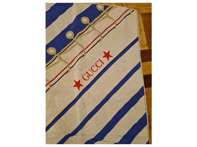 Foulard Gucci a righe blu e bianche con corda Bianco Multicolore - vista 2